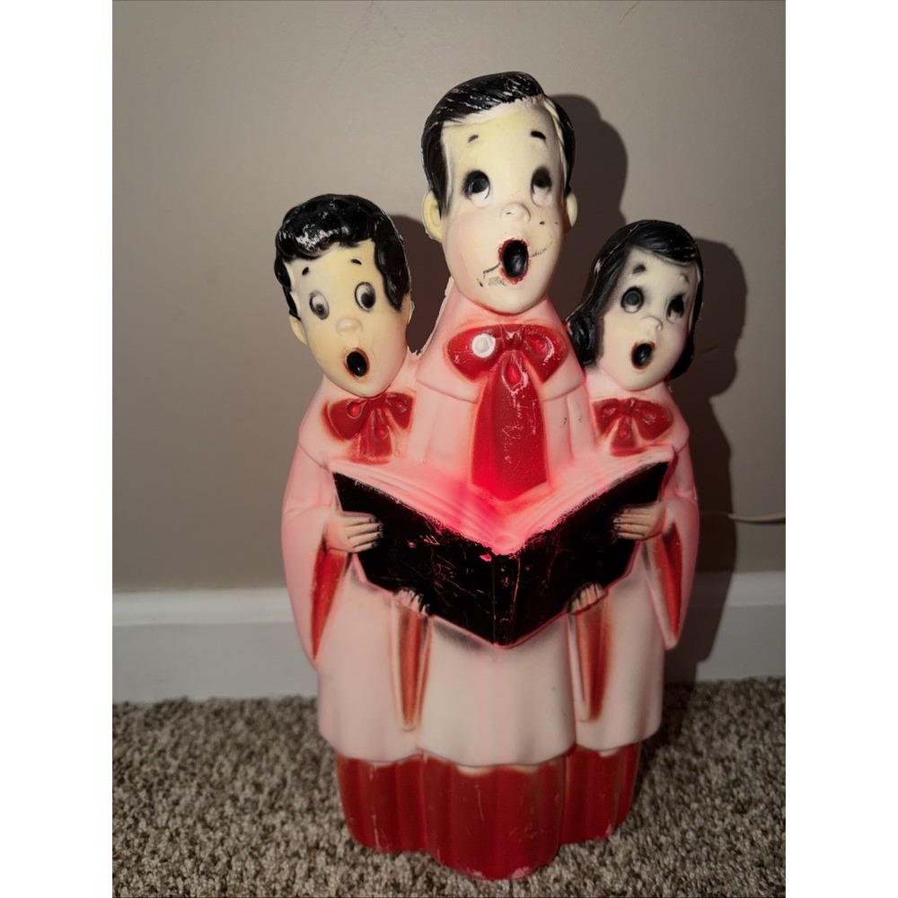 Vintage Hamilton Skotch Christmas Blow Mold Choir Singers Children 13" Working